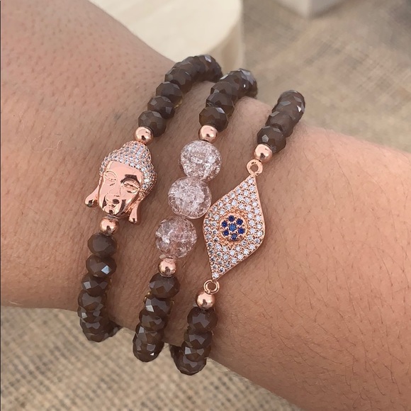 Rose Chocolate Buddha Bracelet Set - Picture 6 of 6